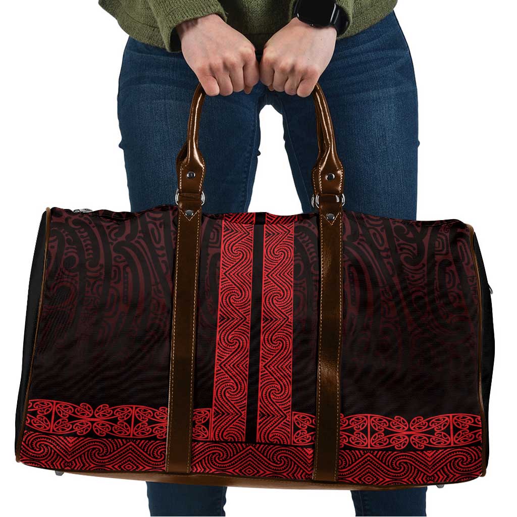 New Zealand Maori Kowhaiwhai Travel Bag Whero Maui and Mangopare LT9 Red - Polynesian Pride