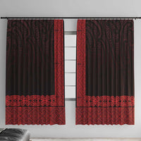 New Zealand Maori Kowhaiwhai Window Curtain Whero Maui and Mangopare LT9 With Hooks Red - Polynesian Pride