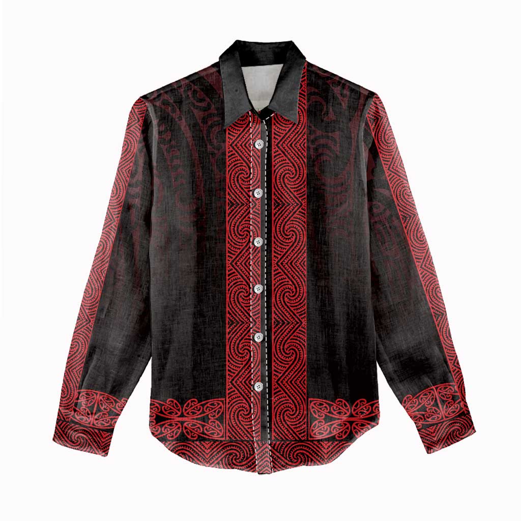 New Zealand Maori Kowhaiwhai Women Casual Shirt Whero Maui and Mangopare