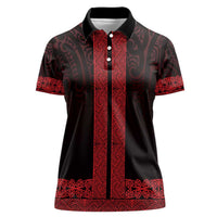 New Zealand Maori Kowhaiwhai Women Polo Shirt Whero Maui and Mangopare LT9 Female Red - Polynesian Pride