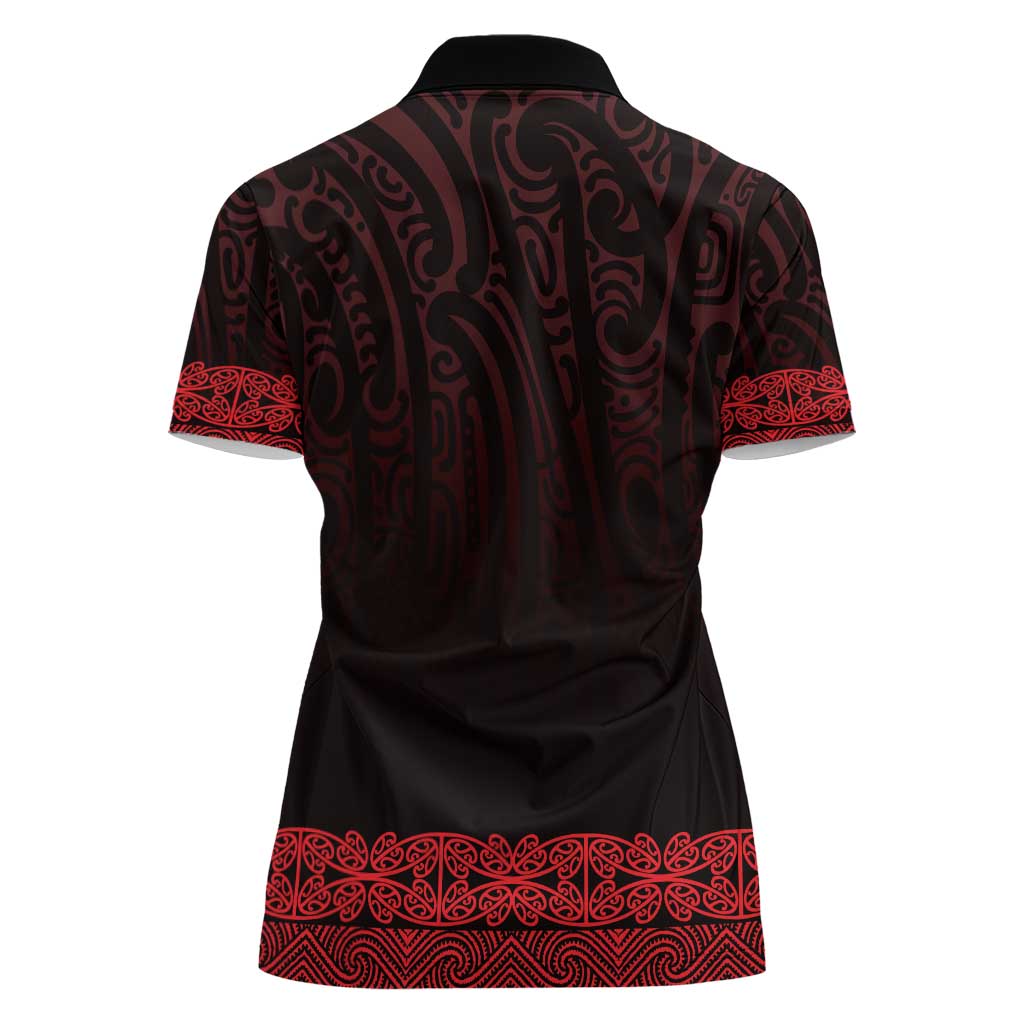 New Zealand Maori Kowhaiwhai Women Polo Shirt Whero Maui and Mangopare LT9 - Polynesian Pride