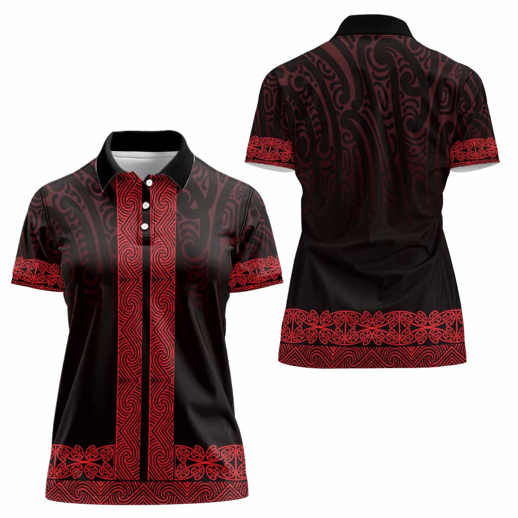 New Zealand Maori Kowhaiwhai Women Polo Shirt Whero Maui and Mangopare LT9 - Polynesian Pride