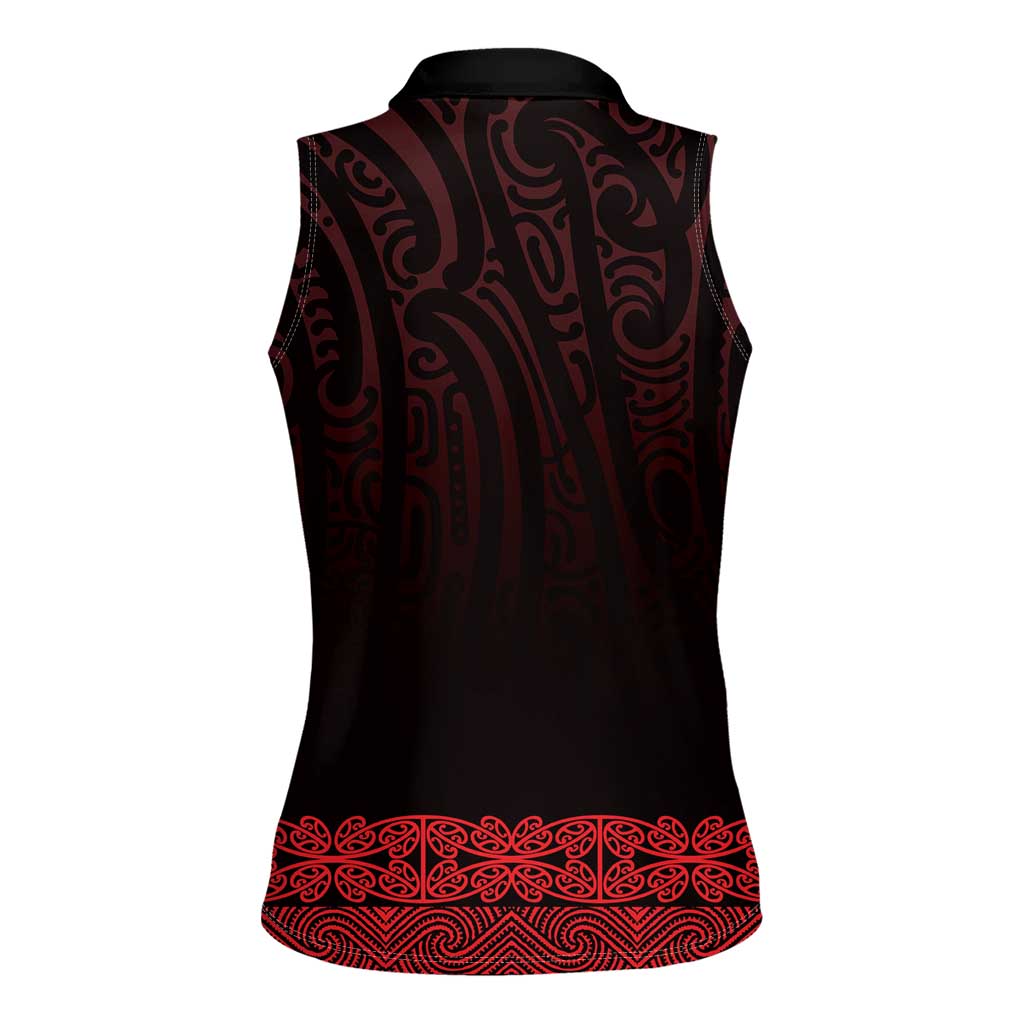 New Zealand Maori Kowhaiwhai Women Sleeveless Polo Shirt Whero Maui and Mangopare LT9 - Polynesian Pride