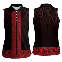 New Zealand Maori Kowhaiwhai Women Sleeveless Polo Shirt Whero Maui and Mangopare LT9 - Polynesian Pride