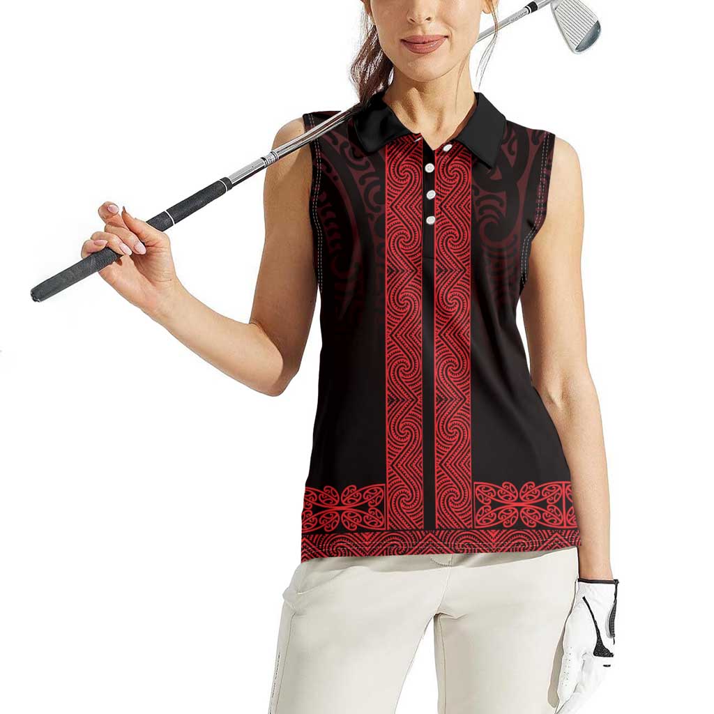 New Zealand Maori Kowhaiwhai Women Sleeveless Polo Shirt Whero Maui and Mangopare LT9 - Polynesian Pride