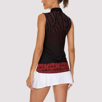 New Zealand Maori Kowhaiwhai Women Sleeveless Polo Shirt Whero Maui and Mangopare LT9 - Polynesian Pride