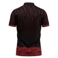 New Zealand Maori Kowhaiwhai Zipper Polo Shirt Whero Maui and Mangopare LT9 - Polynesian Pride