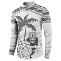 Custom Fiji Black Fern Button Sweatshirt Maori Warroir with Fijian Masi Pattern LT9 - Polynesian Pride