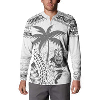 Custom Fiji Black Fern Button Sweatshirt Maori Warroir with Fijian Masi Pattern LT9 - Polynesian Pride