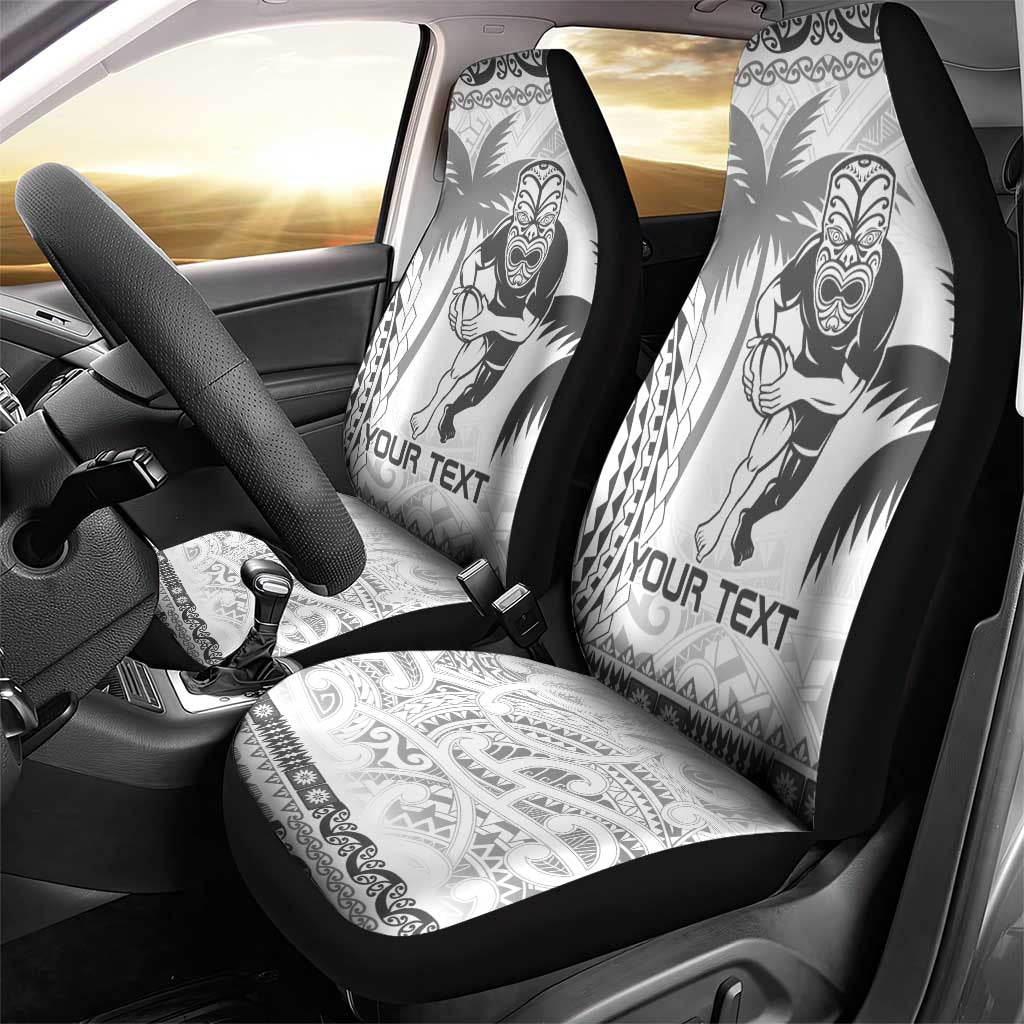 Custom Fiji Black Fern Car Seat Cover Maori Warroir with Fijian Masi Pattern LT9 - Polynesian Pride
