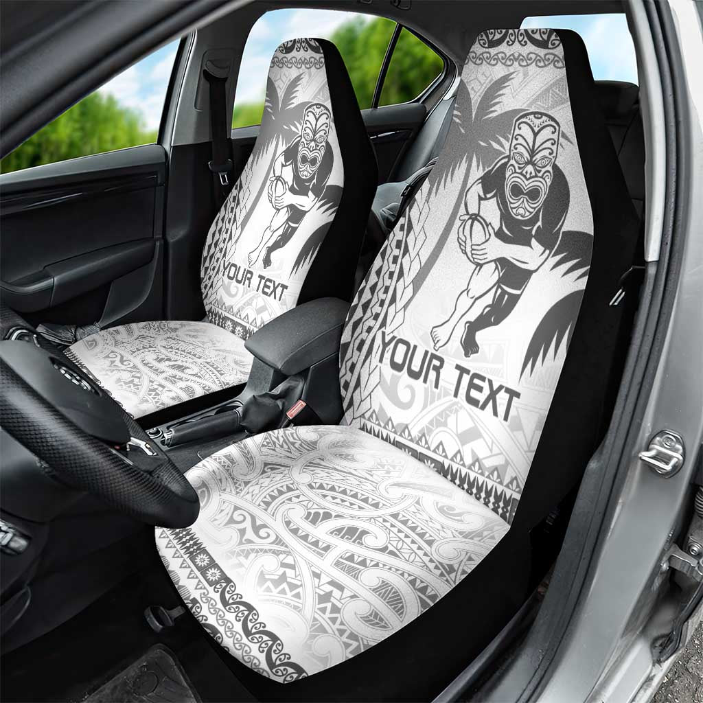 Custom Fiji Black Fern Car Seat Cover Maori Warroir with Fijian Masi Pattern LT9 - Polynesian Pride