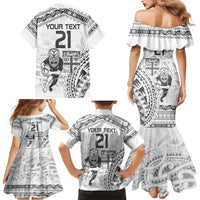 Custom Fiji Black Fern Family Matching Mermaid Dress and Hawaiian Shirt Maori Warroir with Fijian Masi Pattern LT9 - Polynesian Pride