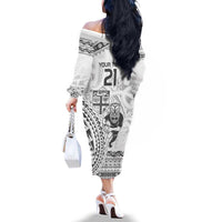 Custom Fiji Black Fern Family Matching Off The Shoulder Long Sleeve Dress and Hawaiian Shirt Maori Warroir with Fijian Masi Pattern LT9 - Polynesian Pride