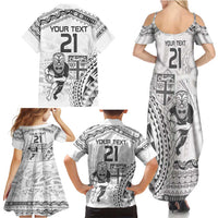 Custom Fiji Black Fern Family Matching Summer Maxi Dress and Hawaiian Shirt Maori Warroir with Fijian Masi Pattern LT9 - Polynesian Pride