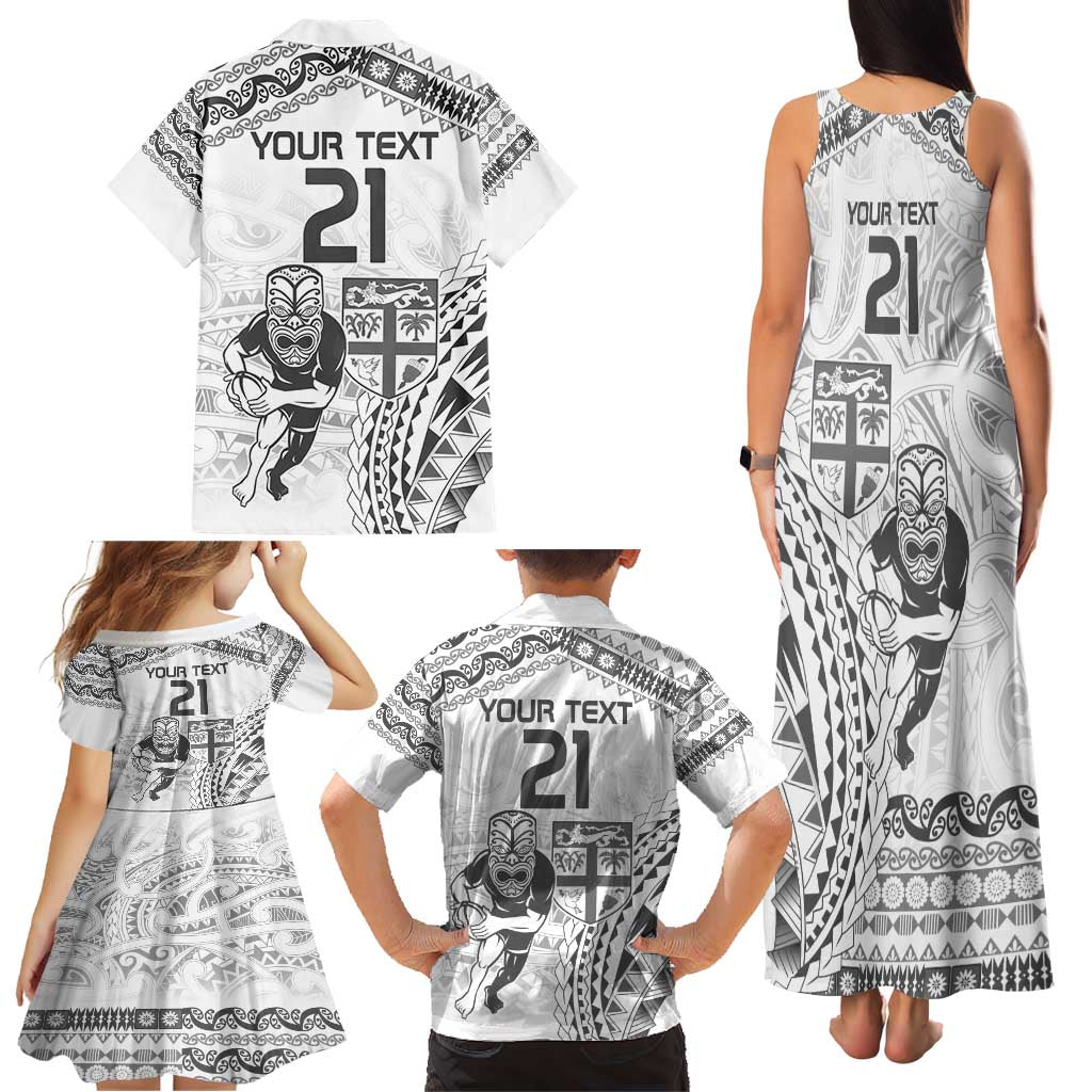 Custom Fiji Black Fern Family Matching Tank Maxi Dress and Hawaiian Shirt Maori Warroir with Fijian Masi Pattern LT9 - Polynesian Pride