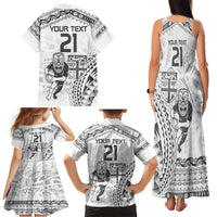 Custom Fiji Black Fern Family Matching Tank Maxi Dress and Hawaiian Shirt Maori Warroir with Fijian Masi Pattern LT9 - Polynesian Pride