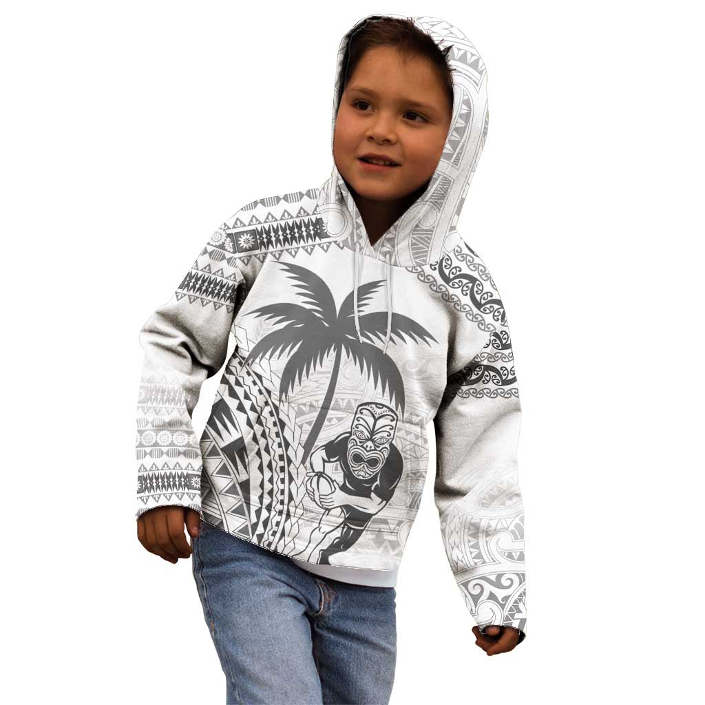 Custom Fiji Black Fern Kid Hoodie Maori Warroir with Fijian Masi Pattern LT9 - Polynesian Pride
