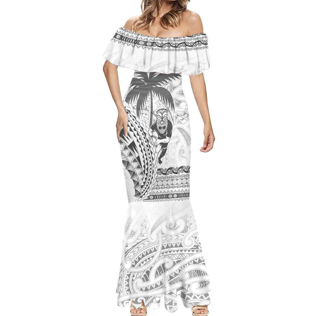 Custom Fiji Black Fern Mermaid Dress Maori Warroir with Fijian Masi Pattern LT9 - Polynesian Pride