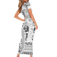 Custom Fiji Black Fern Short Sleeve Bodycon Dress Maori Warroir with Fijian Masi Pattern LT9 - Polynesian Pride