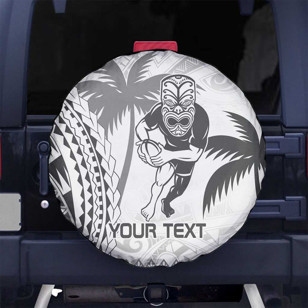 Custom Fiji Black Fern Spare Tire Cover Maori Warroir with Fijian Masi Pattern LT9 - Polynesian Pride