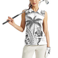 Custom Fiji Black Fern Women Sleeveless Polo Shirt Maori Warroir with Fijian Masi Pattern LT9 - Polynesian Pride