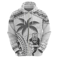 Custom Fiji Black Fern Zip Hoodie Maori Warroir with Fijian Masi Pattern LT9 - Polynesian Pride
