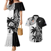 Custom Fiji New Zealand Couples Matching Mermaid Dress and Hawaiian Shirt Maori mix Tapa Pattern Version LT9 Black - Polynesian Pride