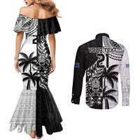 Custom Fiji New Zealand Couples Matching Mermaid Dress and Long Sleeve Button Shirt Maori mix Tapa Pattern Version LT9 - Polynesian Pride