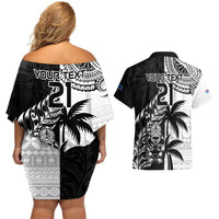 Custom Fiji New Zealand Couples Matching Off Shoulder Short Dress and Hawaiian Shirt Maori mix Tapa Pattern Version LT9 - Polynesian Pride
