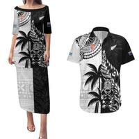 Custom Fiji New Zealand Couples Matching Puletasi and Hawaiian Shirt Maori mix Tapa Pattern Version LT9 Black - Polynesian Pride