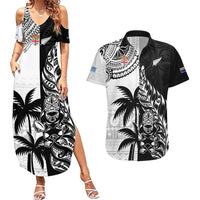Custom Fiji New Zealand Couples Matching Summer Maxi Dress and Hawaiian Shirt Maori mix Tapa Pattern Version LT9 Black - Polynesian Pride