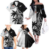 Custom Fiji New Zealand Family Matching Off The Shoulder Long Sleeve Dress and Hawaiian Shirt Maori mix Tapa Pattern Version LT9 - Polynesian Pride