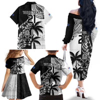 Custom Fiji New Zealand Family Matching Off The Shoulder Long Sleeve Dress and Hawaiian Shirt Maori mix Tapa Pattern Version LT9 - Polynesian Pride