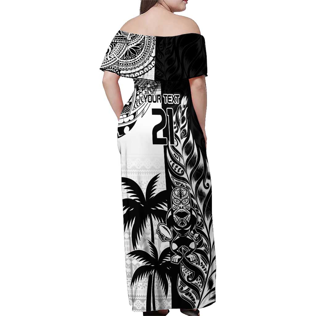 Custom Fiji New Zealand Family Matching Off Shoulder Maxi Dress and Hawaiian Shirt Maori mix Tapa Pattern Version LT9 - Polynesian Pride