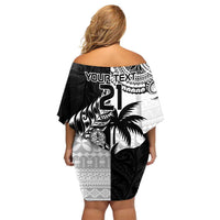 Custom Fiji New Zealand Family Matching Off Shoulder Short Dress and Hawaiian Shirt Maori mix Tapa Pattern Version LT9 - Polynesian Pride