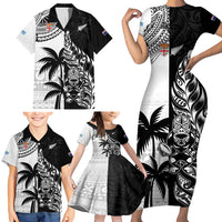 Custom Fiji New Zealand Family Matching Short Sleeve Bodycon Dress and Hawaiian Shirt Maori mix Tapa Pattern Version LT9 - Polynesian Pride