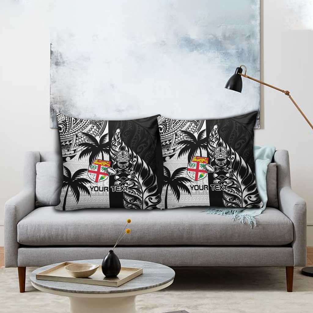 Fiji New Zealand Rugby Personalised Pillow Cover Maori and Tapa Pattern - Polynesian Pride