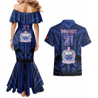 Custom Manu Samoa Sevens Rugby Couples Matching Mermaid Dress and Hawaiian Shirt Samoan Tribal Tattoo LT9 - Polynesian Pride