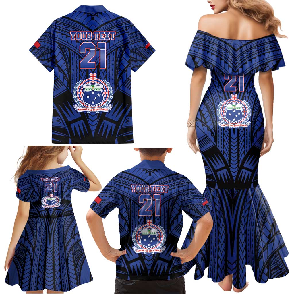 Custom Manu Samoa Sevens Rugby Family Matching Mermaid Dress and Hawaiian Shirt Samoan Tribal Tattoo LT9 - Polynesian Pride