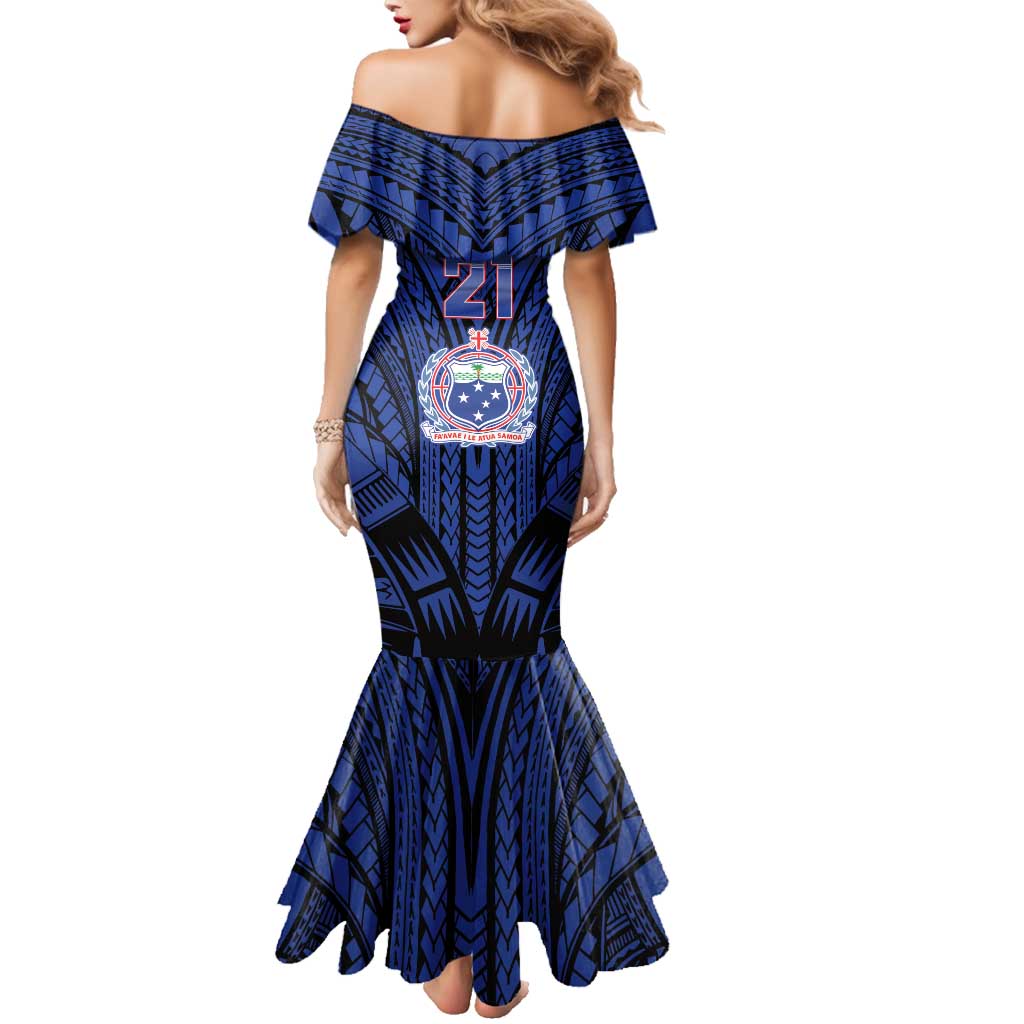 Custom Manu Samoa Sevens Rugby Family Matching Mermaid Dress and Hawaiian Shirt Samoan Tribal Tattoo LT9 - Polynesian Pride