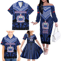 Custom Manu Samoa Sevens Rugby Family Matching Off The Shoulder Long Sleeve Dress and Hawaiian Shirt Samoan Tribal Tattoo LT9 - Polynesian Pride