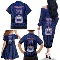 Custom Manu Samoa Sevens Rugby Family Matching Off The Shoulder Long Sleeve Dress and Hawaiian Shirt Samoan Tribal Tattoo LT9 - Polynesian Pride