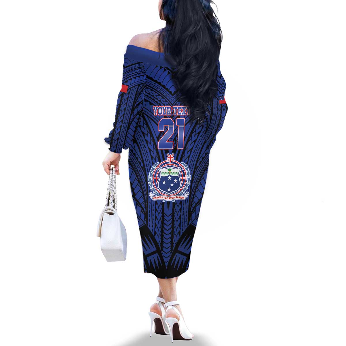 Custom Manu Samoa Sevens Rugby Family Matching Off The Shoulder Long Sleeve Dress and Hawaiian Shirt Samoan Tribal Tattoo LT9 - Polynesian Pride