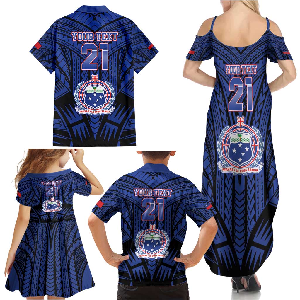 Custom Manu Samoa Sevens Rugby Family Matching Summer Maxi Dress and Hawaiian Shirt Samoan Tribal Tattoo LT9 - Polynesian Pride