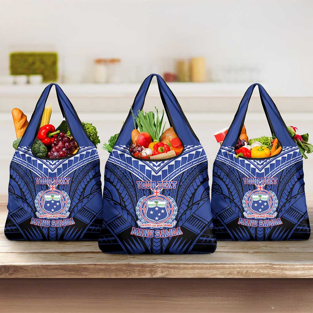 Custom Manu Samoa Sevens Rugby Grocery Bag Samoan Tribal Tattoo