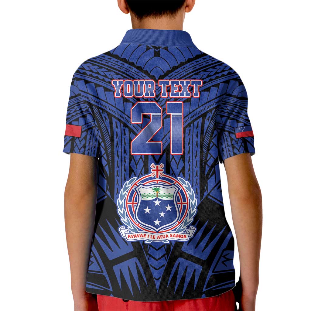 Custom Manu Samoa Sevens Rugby Kid Polo Shirt Samoan Tribal Tattoo
