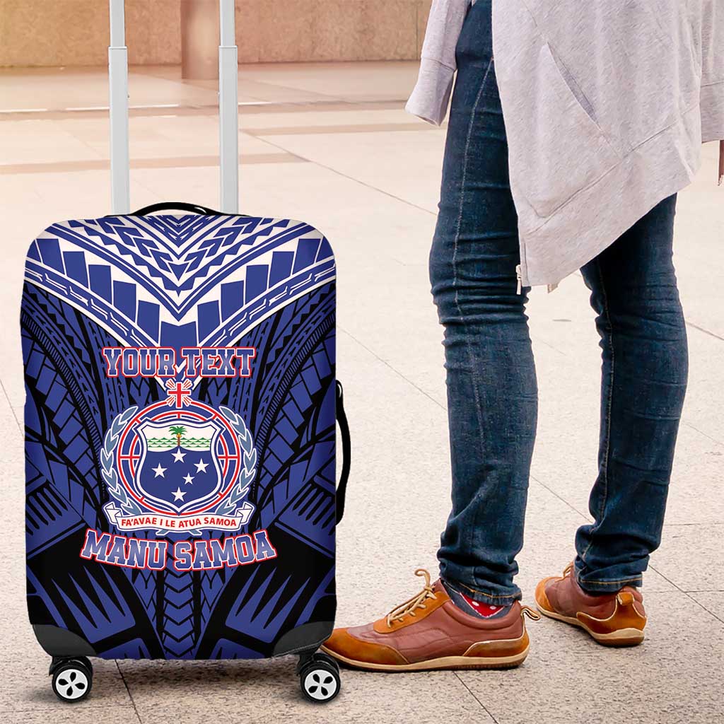Custom Manu Samoa Sevens Rugby Luggage Cover Samoan Tribal Tattoo LT9 Blue - Polynesian Pride