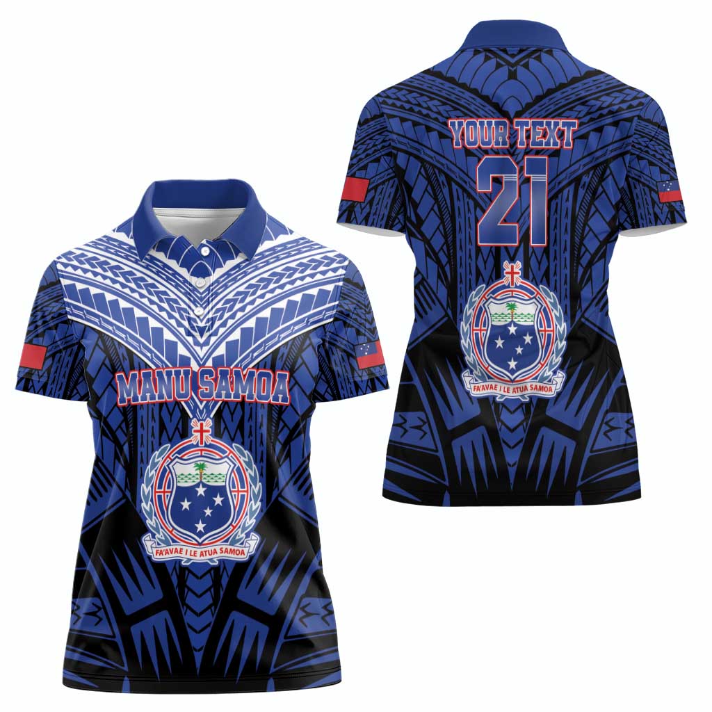 Custom Manu Samoa Sevens Rugby Women Polo Shirt Samoan Tribal Tattoo