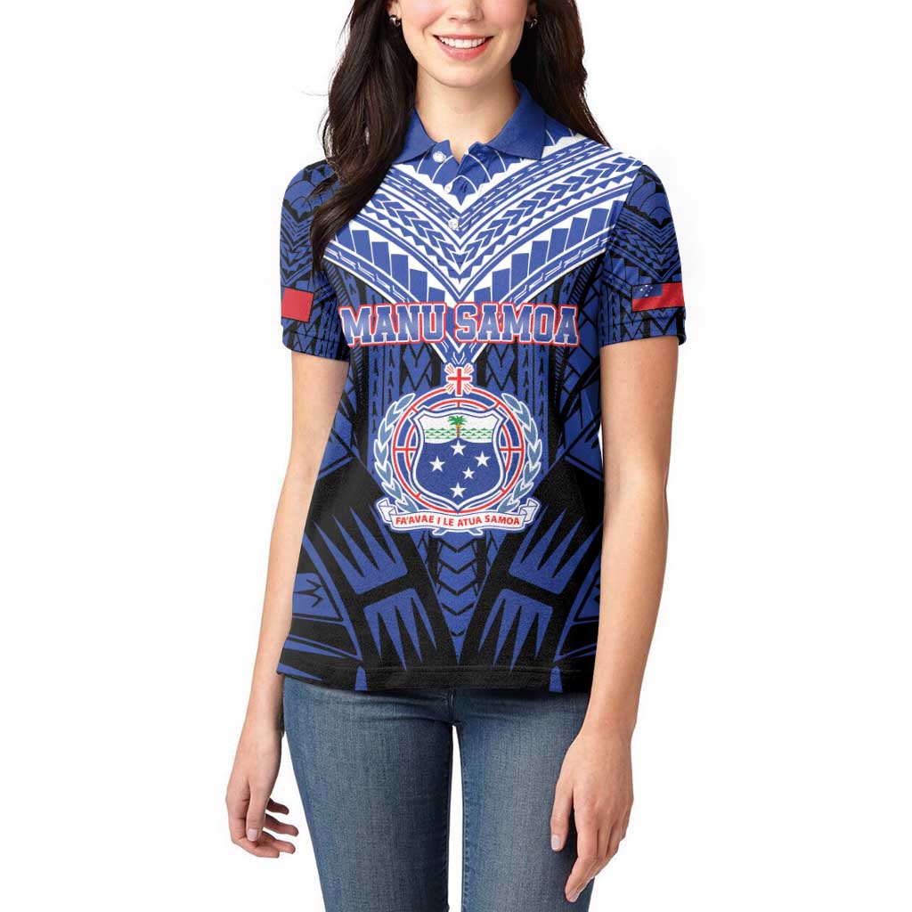 Custom Manu Samoa Sevens Rugby Women Polo Shirt Samoan Tribal Tattoo