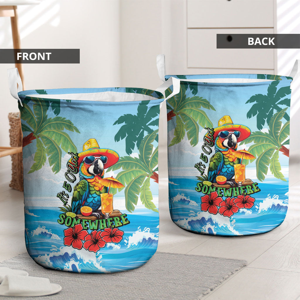 Funny Parrot Margarita Five O'clock Somewhere Laundry Basket